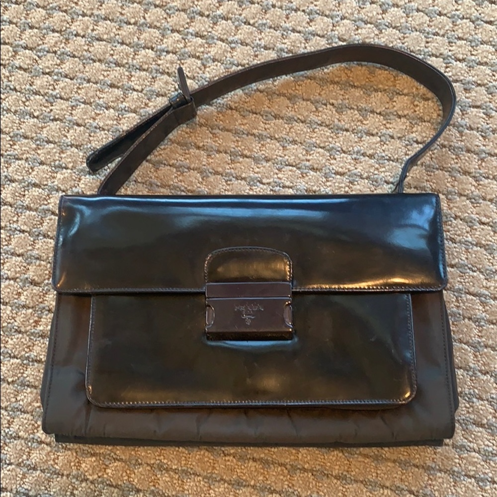 Prada Spazzolato-Trimmed Tessuto Handle Bag